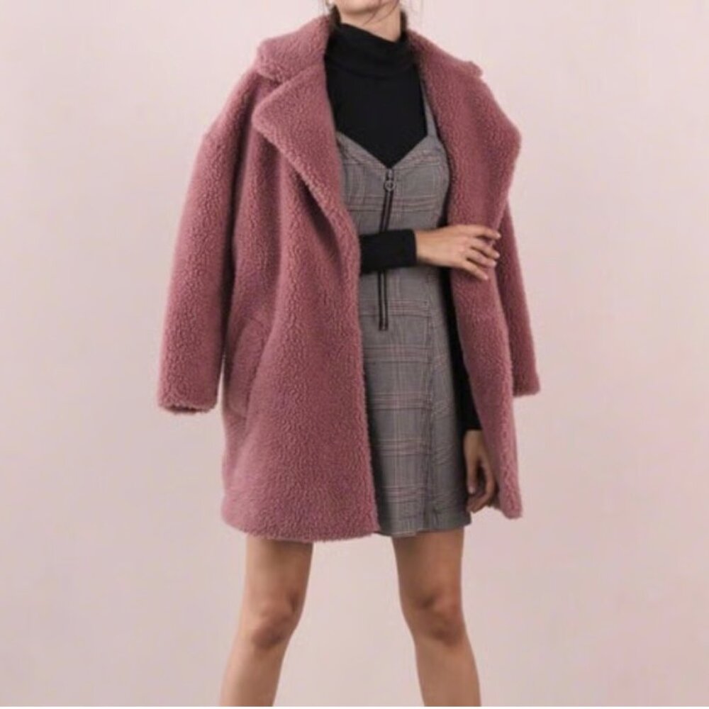A&F pink teddy coat